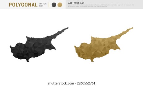 Cyprus map of abstract gold and black vector polygon set couple.