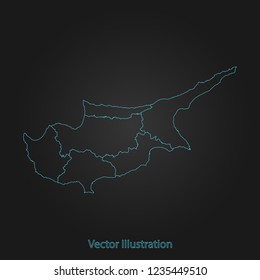Cyprus map - Abstract mash line and point scales on dark background with Cyprus. flat design style, clean and modern. Vector Illustration eps10