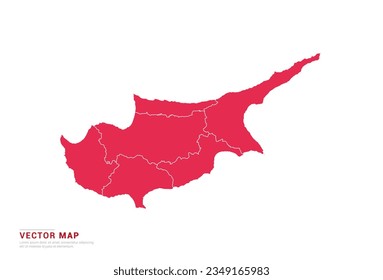 Cyprus Map - abstract style red isolated on white background for infographic, design vector.