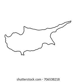 Cyprus map of black contour curves of vector illustration