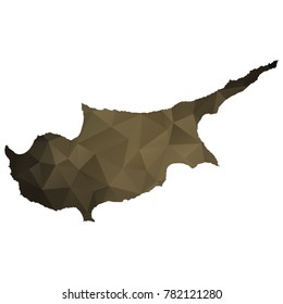 cyprus map - Black, gold, geometric rumpled low poly style gradient graphic background, polygonal design for your. Vector illustration eps 10.
