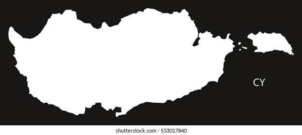 Cyprus Map black and white illustration