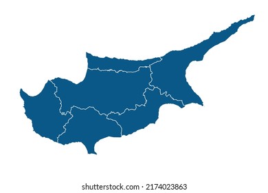 Cyprus Map blue Color on White Backgound