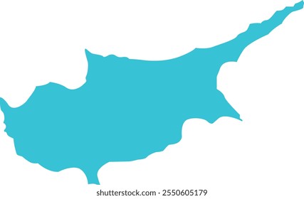 Mapa de Chipre en azul, Country Border, Mapa de Chipre, Border line of Cyprus, Mapa geográfico