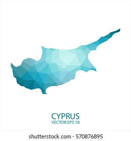 Cyprus map - blue geometric rumpled triangular low poly style gradient graphic background , polygonal design for your . Vector illustration eps 10.