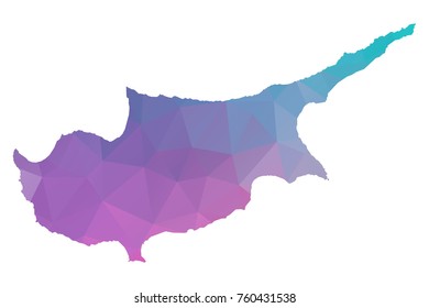 cyprus map. Blue and Pink polygonal shape vector illustration on white background. Vector illustration eps 10.