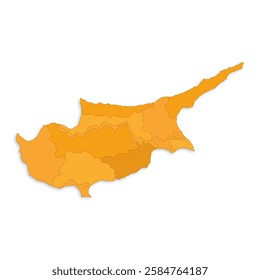 Cyprus map with border highlighted regions, states, isolated on white background. Template map of Cyprus. Detailed vector illustration.