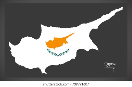 Cyprus map with Cyprian national flag illustration