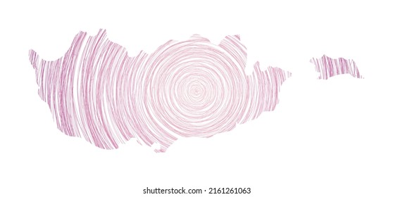 Cyprus map filled with concentric circles. Sketch style circles in the shape of the country. Vector Illustration.