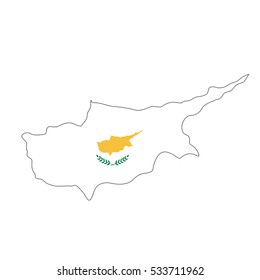 Cyprus map and flag in white background