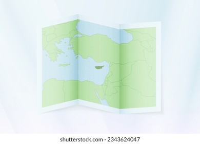 Cyprus map, folded paper with Cyprus map. Vector illustration.