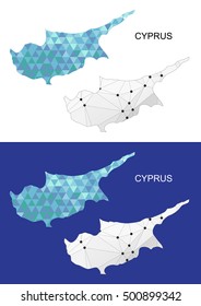 Cyprus map in geometric polygonal style. Abstract gems triangle.