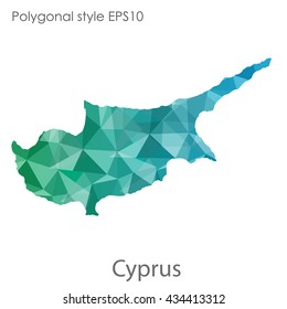 Cyprus map in geometric polygonal style.Abstract gems triangle,modern design background.Vector illustration EPS10
