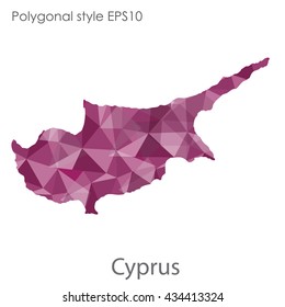 Cyprus map in geometric polygonal style.Abstract gems triangle,modern design background.Vector illustration EPS10