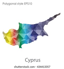 Cyprus map in geometric polygonal style.Abstract gems triangle,modern design background.Vector illustration EPS10