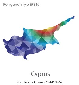 Cyprus map in geometric polygonal style.Abstract gems triangle,modern design background.Vector illustration EPS10