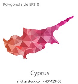 Cyprus map in geometric polygonal style.Abstract gems triangle,modern design background.Vector illustration EPS10