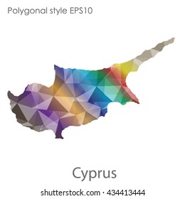 Cyprus map in geometric polygonal style.Abstract gems triangle,modern design background.Vector illustration EPS10