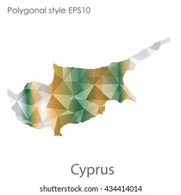 Cyprus map in geometric polygonal style.Abstract gems triangle,modern design background.Vector illustration EPS10