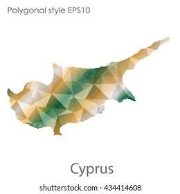 Cyprus map in geometric polygonal style.Abstract gems triangle,modern design background.Vector illustration EPS10