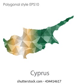 Cyprus map in geometric polygonal style.Abstract gems triangle,modern design background.Vector illustration EPS10