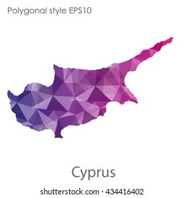 Cyprus map in geometric polygonal style.Abstract gems triangle,modern design background.Vector illustration EPS10