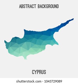 Cyprus map in geometric polygonal,mosaic style.Abstract tessellation,modern design background,low poly. Geometric cover, mockup. Vector illustration.