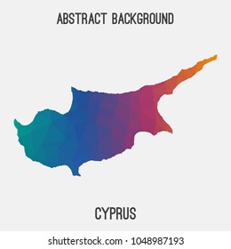 Cyprus map in geometric polygonal,mosaic style.Abstract tessellation,modern design background,low poly. Geometric cover, mockup. Vector illustration.