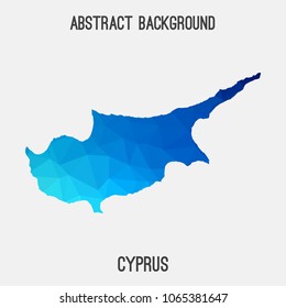 Cyprus map in geometric polygonal,mosaic style.Abstract tessellation,modern design background,low poly. Geometric cover, mockup. Vector illustration.