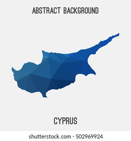 Cyprus map in geometric polygonal,mosaic style.Abstract tessellation,modern design background,low poly. Vector illustration.