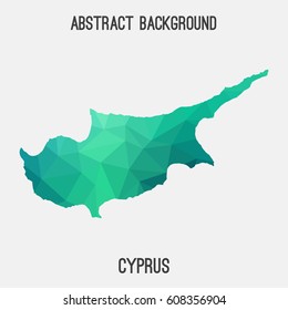 Cyprus map in geometric polygonal,mosaic style.Abstract tessellation,modern design background,low poly. Vector illustration.