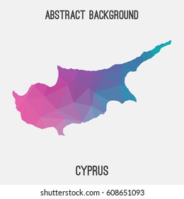 Cyprus map in geometric polygonal,mosaic style.Abstract tessellation,modern design background,low poly. Vector illustration.