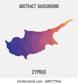 Cyprus map in geometric polygonal,mosaic style.Abstract tessellation,modern design background,low poly. Vector illustration.