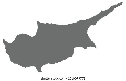 Cyprus Map Gray Color