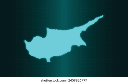 Cyprus Map with Green Circuit Technology Style.