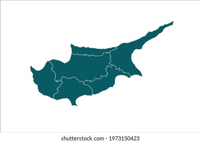 Cyprus Map Green Color on White Backgound