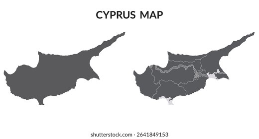 Cyprus map. Map of Cyprus in grey color set