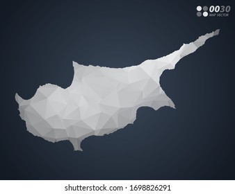 Chipre mapea mosaico triángulo rojo de polígono gris con fondo oscuro. vector de degradado de estilo.