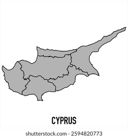 Cyprus map in grey style isolated on white background. Vector illustration