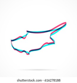 Cyprus Map hand drawn with blue and pink highlighters, isolated on a blank background.
Vector illustration, easy to edit, manipulate, resize or colorize.
