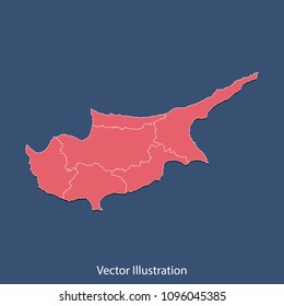 Cyprus map - High detailed color map of Cyprus. flat design style, clean and modern. Vector illustration eps 10