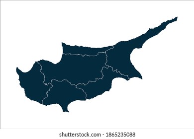 Mapa de chipre Alto detallado sobre fondo blanco.