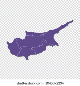 Cyprus map - High detailed purple map of Cyprus. Cyprus map isolated on transparent background.