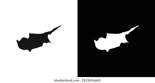 Ícone do mapa de Chipre Ilustração plana de linha fina