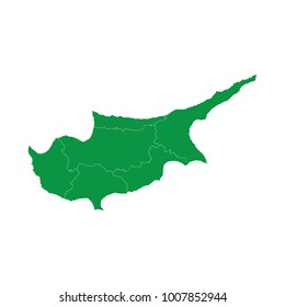 Cyprus map isolated on transparent background.Transparent - high detailed Green map of Cyprus . Vector illustration eps 10. Blank Green similar Cyprus map isolated on white background.