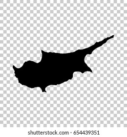 Cyprus map isolated on transparent background. Black map for your design. Vector illustration, easy to edit.