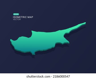 Cyprus map of isometric green gradient vector illustration.