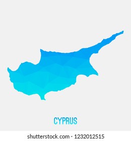 Cyprus map low poly geometric polygonal,mosaic style,abstract tessellation,modern design background. Geometric cover, mockup. Vector illustration EPS10.