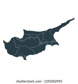 Cyprus map on White background vector, Cyprus Map Outline Shape Gray on White Vector Illustration, High detailed Gray illustration map Cyprus.
