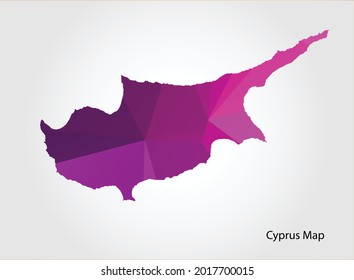 Cyprus Map pink Color on white background polygonal